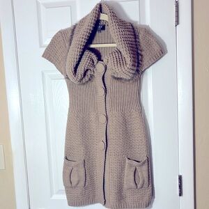 Mary made in Italy woman’s wool cardigan button sweater fur trim short sleeve XS